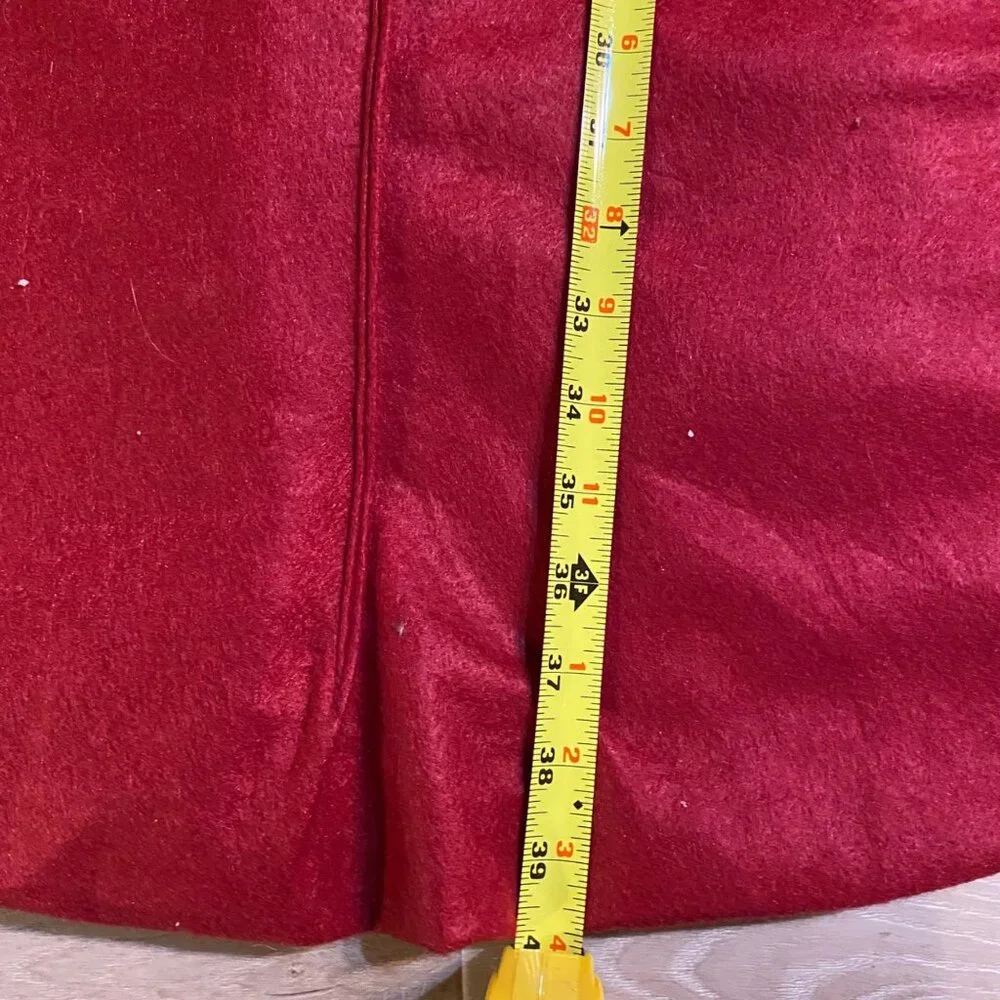 Vintage Christmas Red Tree‎ Skirt Green Plaid Trim Snowman Patchwork Felt 40